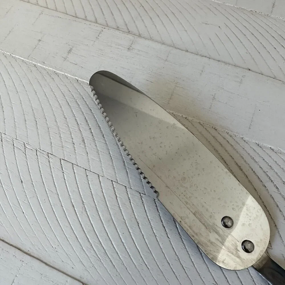 Vintage Cheese Spatula Knife Spreader Stainless‎ Steel Made in USA Veggie Design